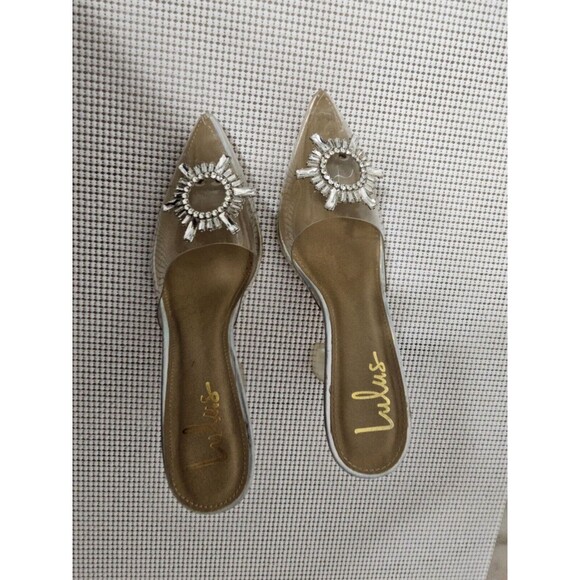 LULUS Clear PVC Rhinestone Slingback Pumps Womens Size 10 - Picture 4 of 8